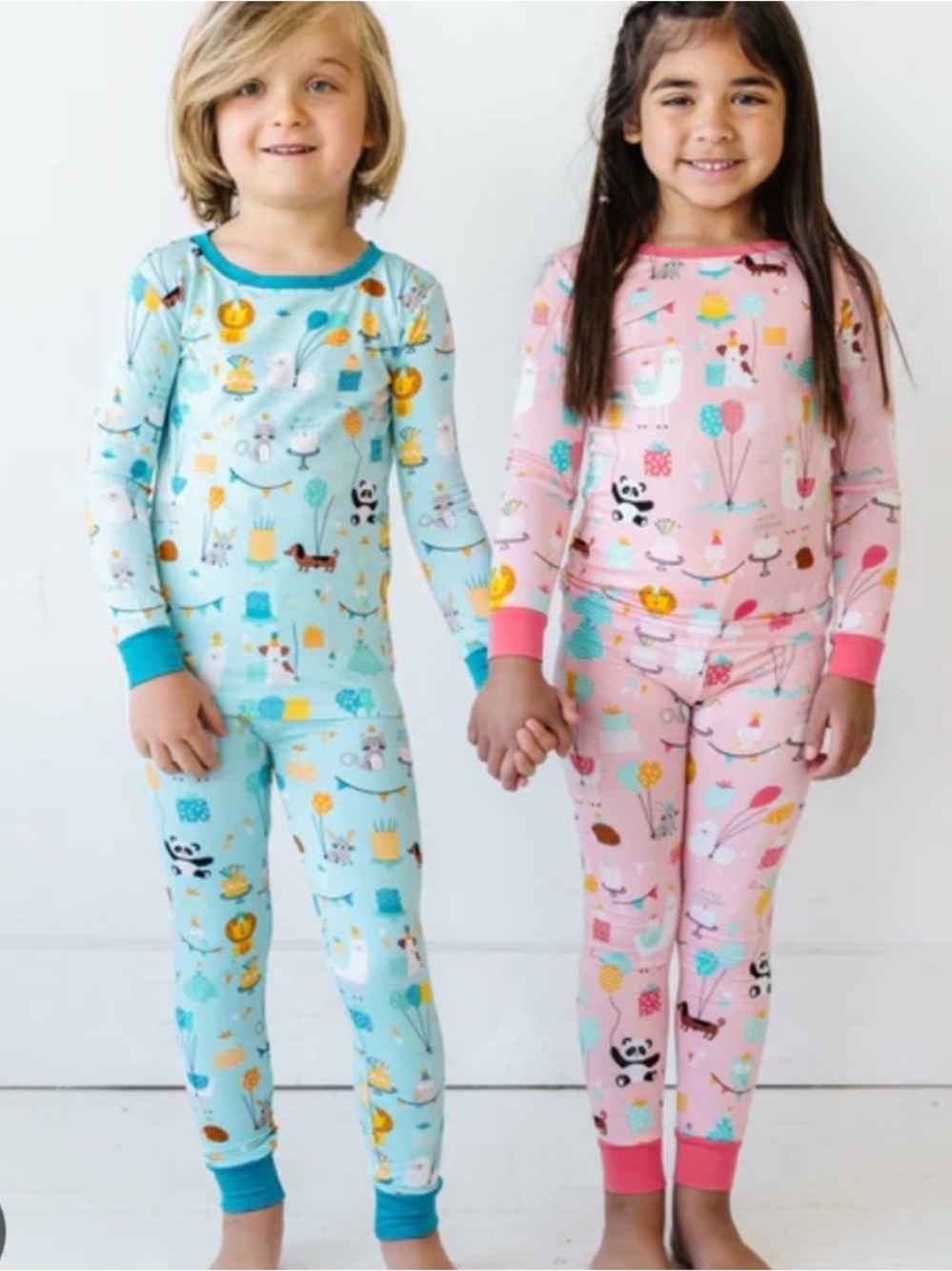 Little Sleepies Blue Party Animals Two Piece Pajama Set 12-18 Months - Picture 2 of 9
